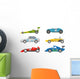 Race Retro Sport Car Wall Decal Sticker Set