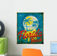Tropical graphic with typography design florida beach surf club Wall Mural