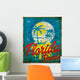 Tropical graphic with typography design florida beach surf club Wall Mural