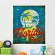 Tropical graphic with typography design florida beach surf club Wall Mural
