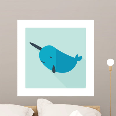 Narwhal Icon Wall Mural shown on a wall