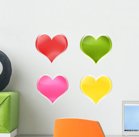 Assortment Hearts Colors Wall Decal