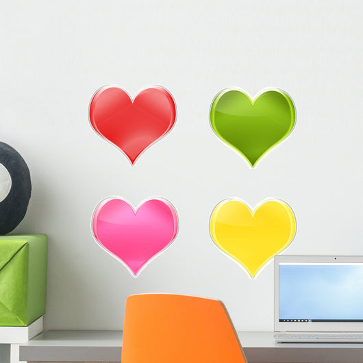 Assortment Hearts Colors Wall Decal