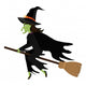 Witch flying with broomstick cartoon silhouette, vector illustration. Wall Decal