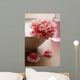 flower in white bowl and bottle of oil. spa and body care backgr Wall Mural