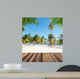 Empty wooden planks with blur beach on background Wall Mural