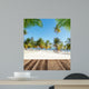 Empty wooden planks with blur beach on background Wall Mural