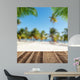 Empty wooden planks with blur beach on background Wall Mural