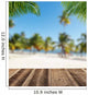 Empty wooden planks with blur beach on background Wall Mural