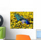 Peafowl in Pansies Wall Mural