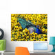 Peafowl in Pansies Wall Mural