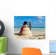 SNOWMAN ON BEACH Wall Mural