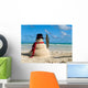 SNOWMAN ON BEACH Wall Mural