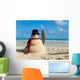 SNOWMAN ON BEACH Wall Mural