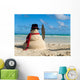 SNOWMAN ON BEACH Wall Mural