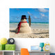 SNOWMAN ON BEACH Wall Mural