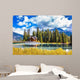 Bridge over Emerald Lake and camping Wall Mural