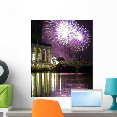 Fireworks Binnenalster Vi Wall Decal shown on a wall