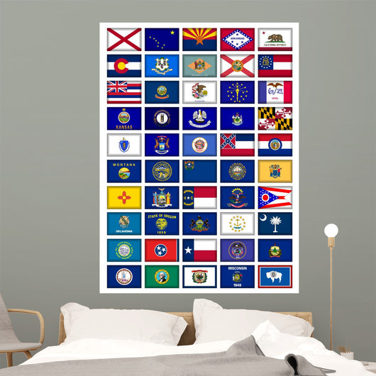US States Flag Button Poster Wall Mural
