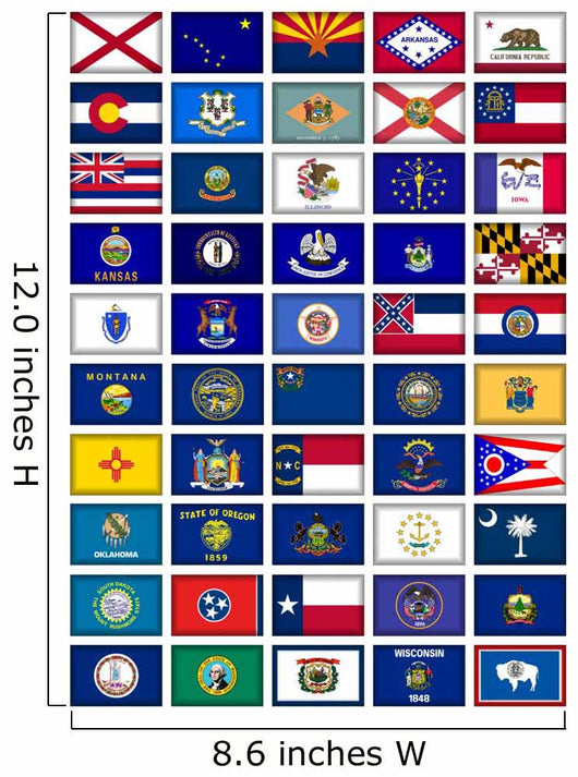 US States Flag Button Poster Wall Mural