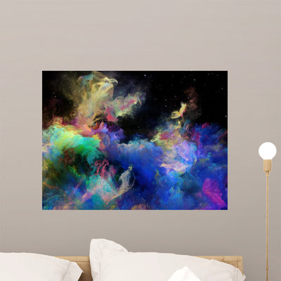 Fantastic Outer Space Nebula Wall Mural shown on a wall