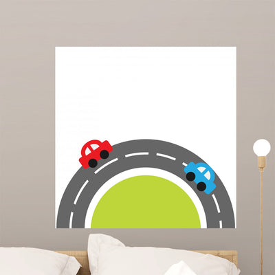 Round Road Bottom and Wall Decal shown on a wall