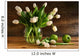 White tulips in glass vase on rustic wood Wall Mural