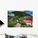 Flowers along Path and Buildings Wall Decal