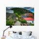 Flowers along Path and Buildings Wall Decal