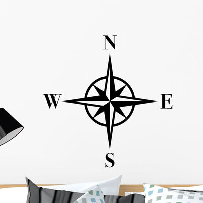 Compass Wall Decal shown on a wall