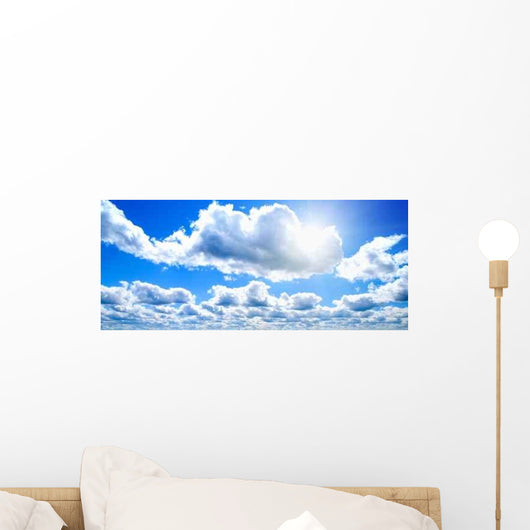 White Clouds and Blue Wall Decal
