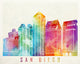 San Diego Landmarks Watercolor Wall Decal