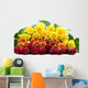Bouquet of Colorful Roses on White Background Wall Decal