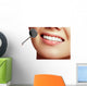 Healthy woman teeth and a dentist mouth mirror. Dental hygiene Wall Decal