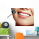 Healthy woman teeth and a dentist mouth mirror. Dental hygiene Wall Decal
