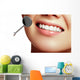 Healthy woman teeth and a dentist mouth mirror. Dental hygiene Wall Decal
