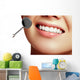 Healthy woman teeth and a dentist mouth mirror. Dental hygiene Wall Decal