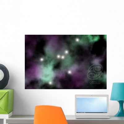 Zodiac Constellation Cancer Wall Decal Design 2 shown on a wall