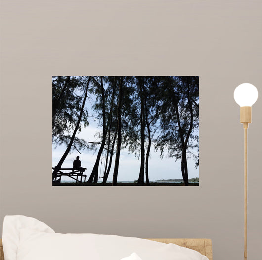 silhouette lonely man Wall Mural
