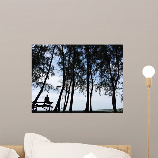 silhouette lonely man Wall Mural