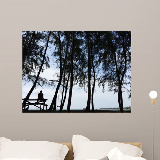 silhouette lonely man Wall Mural