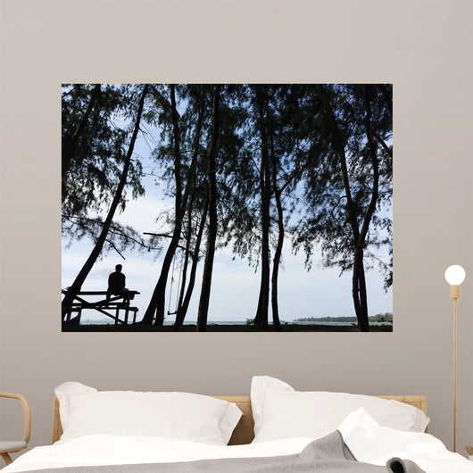 silhouette lonely man Wall Mural