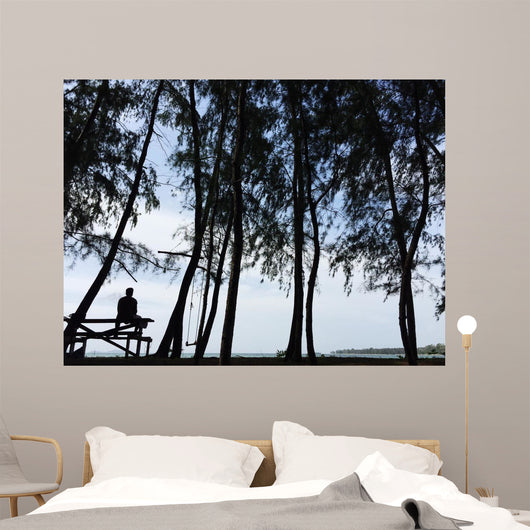 silhouette lonely man Wall Mural