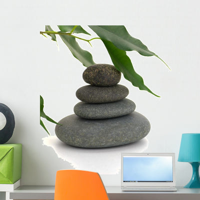 Serene Picture with Pebbles Wall Decal shown on a wall
