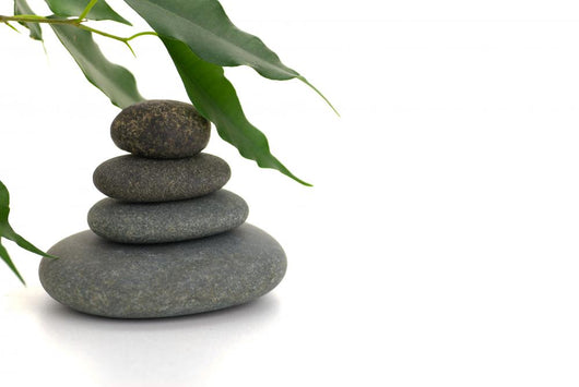 serene picture with pebbles and tree isolated on white Wall Decal