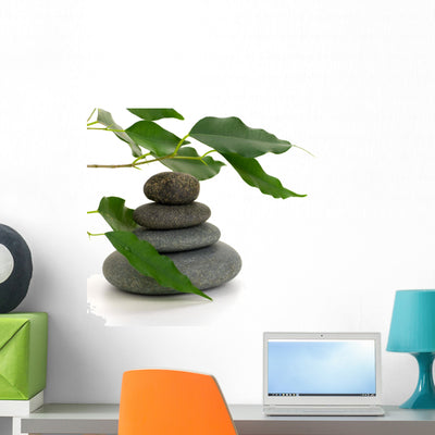 Zen Stones and Tree Wall Decal shown on a wall