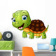 Happy turtle cartoon isolated on white background Wall Decal