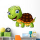 Happy turtle cartoon isolated on white background Wall Decal