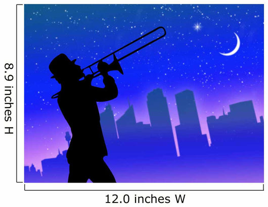 Trumpet player in town Wall Mural