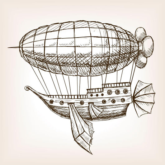 Steampunk Mechanical Flying Airship Wall Decal